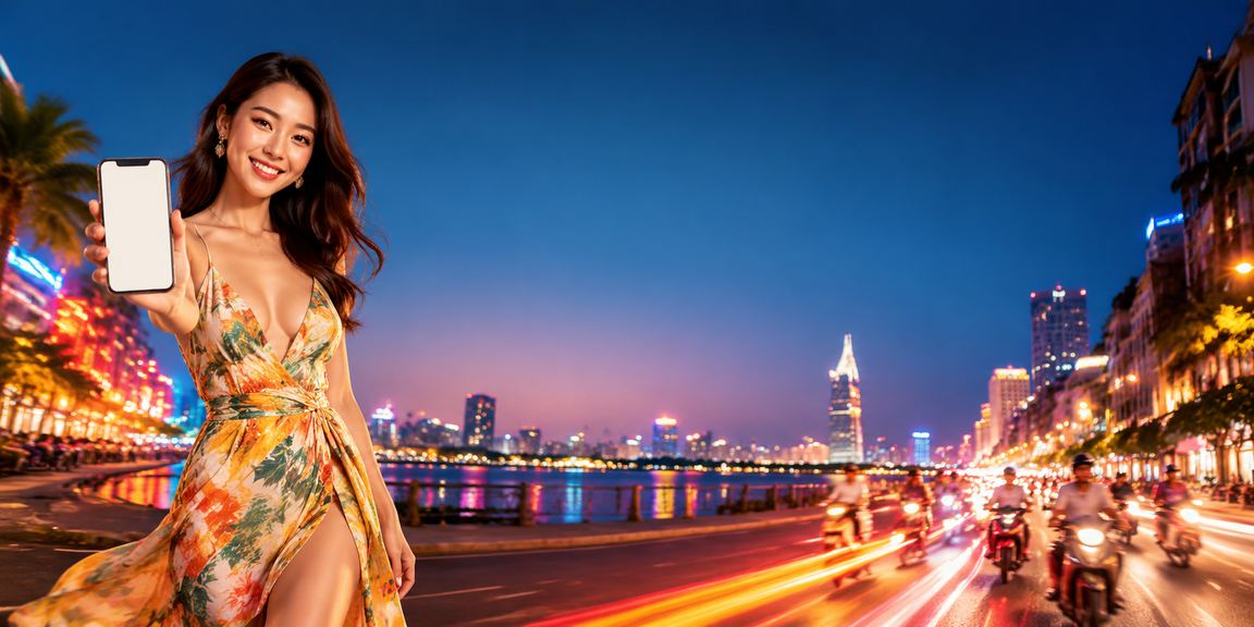 Giao diện neon rực rỡ tại TP Hồ Chí Minh trên nền tw2
